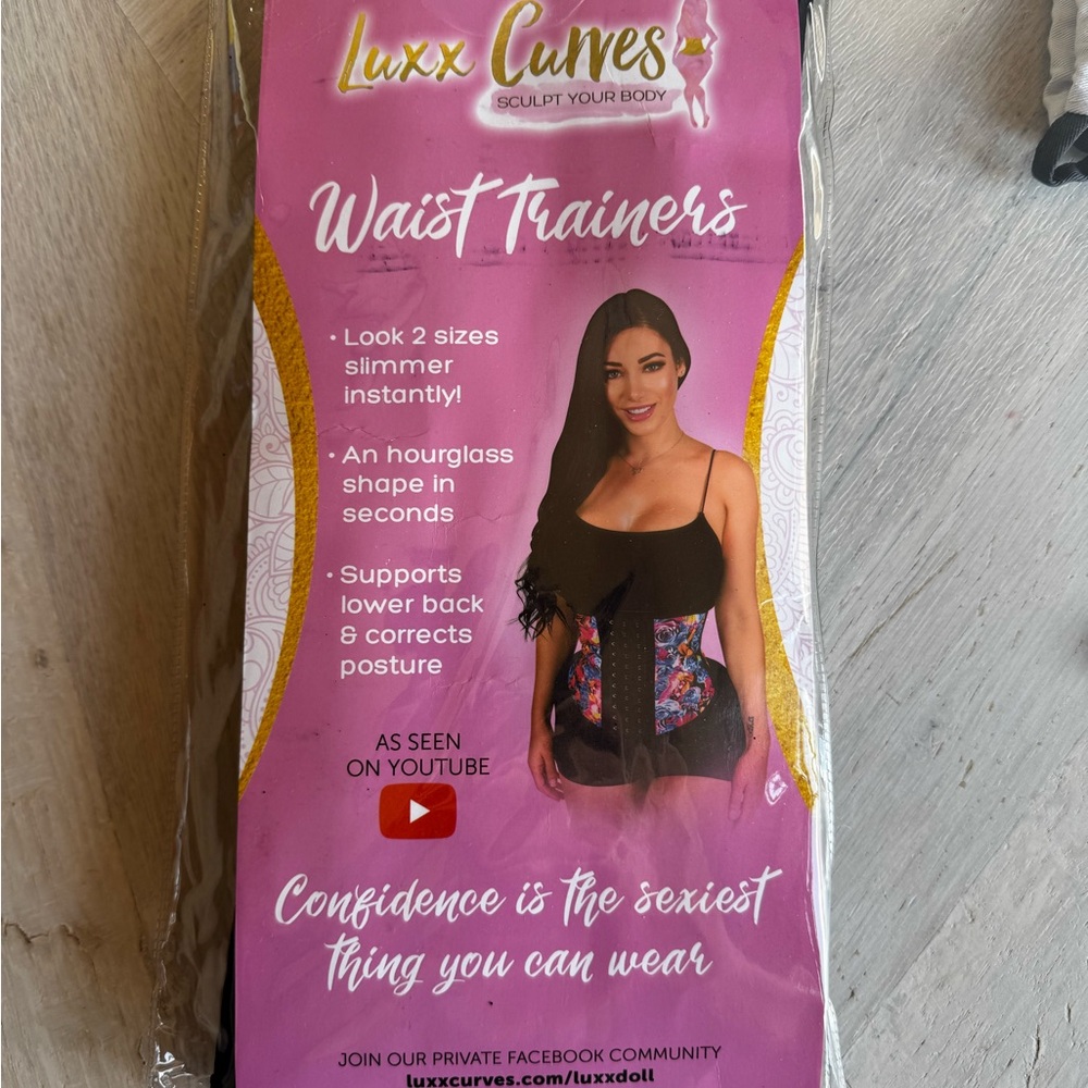 Luxx Curves Waist Trainer Corset Black  Hook Eye Closure 3XL